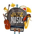 Jazz Music logo with Instruments